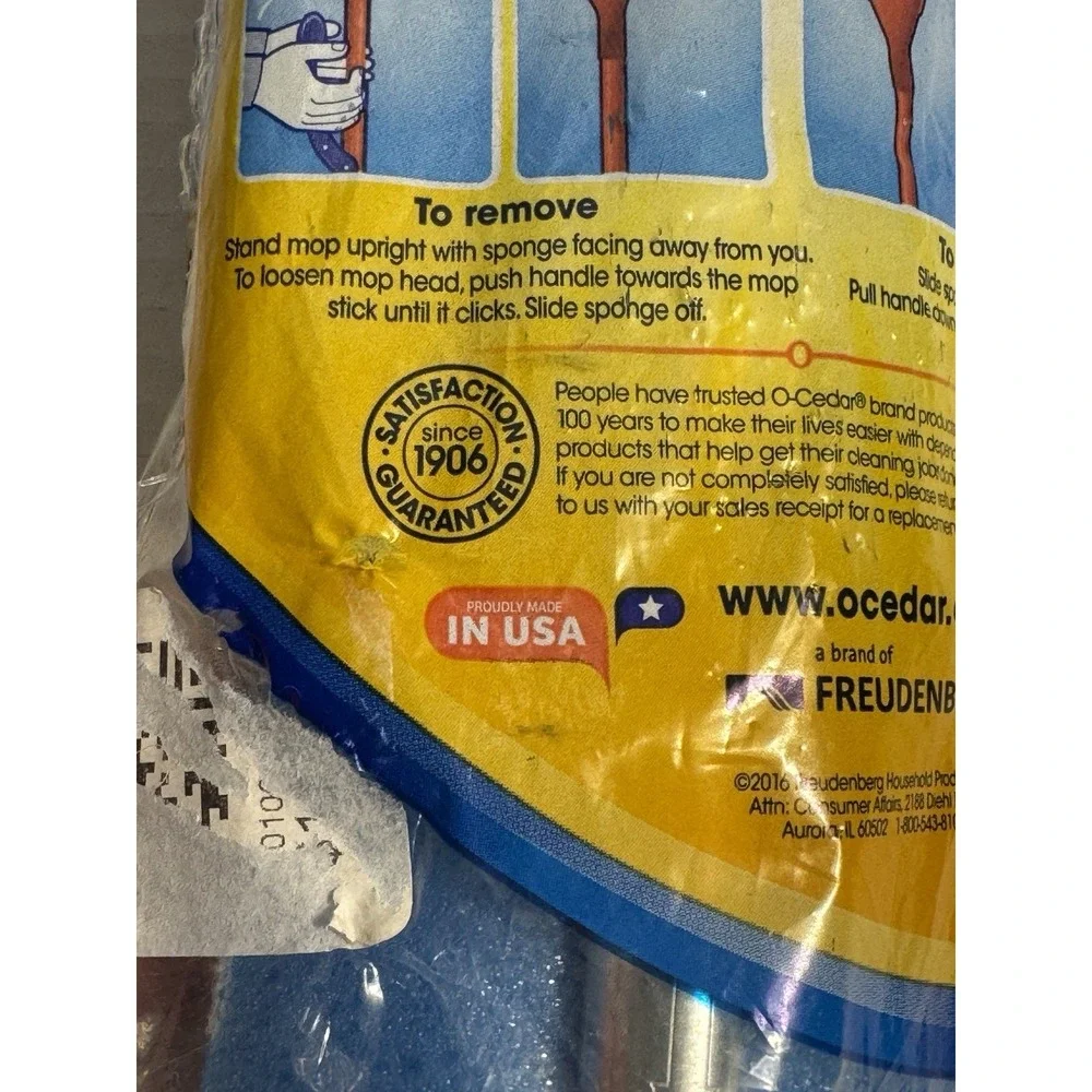 O-Cedar Microfiber Power Scrub Roller Mop Refill‎ Blue White Wave Sponge NOS